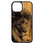 Coque pour iphone 13 bois silicone lion noir roi animaux design animal gris noir et blanc nature peinture ...