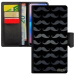 Coque iphone 13 cuir portefeuille porte cartes moustache peinture pipe homme telephone design pu antichoc ...