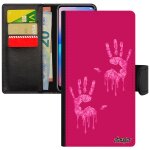 Coque pour iphone 13 mini portefeuille main empreinte femme deux image antichoc rose trace de fantaisie ...