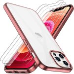 Coque pour iphone 13 mini rose et 2 verres trempes vitre protection d'ecran
