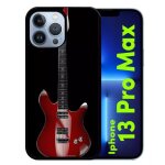 Coque pour iphone 13 pro max - guitare red - silicone - noir