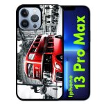 Coque pour iphone 13 pro max - london vintage - silicone - noir