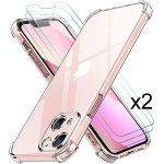Coque iphone 13 coque silicone gel ultraslim / transparent + 2 films verre tremp
