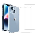 Coque iphone 14 antichoc silicone bords renforcs + 2 vitres en verre tremp protection cran - evetane ...