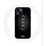 Coque pour iphone 14 plus audi logo cache moyeu fond noir