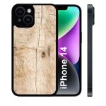 Coque pour iphone 14 - bois - silicone - noir