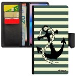 Coque iphone 14 en cuir rabat portefeuille silicone ancre pas cher ray rayure fantaisie gris ligne chaine ...