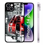 Coque pour iphone 14 + - london vintage - silicone - noir