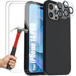 Coque pour iphone 14 pro (6, 1'') tpu noir + 3 verres trempes et 2 protections camera arriere - e. f. ...