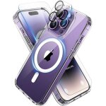 Coque pour iphone 14 pro max avec 2 verre tremp� et 1 cam�ra protecteur, etui transparente arri�re housse ...