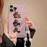 Compatible avec coque iphone 14 pro max couverture avec glitter perle bracelet chain strap, case bijoux ...