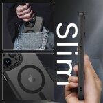 Coque pour iphone 14 pro max magntique etui avec protection antichoc de militaire, dos mat griv translucide ...