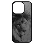 Coque pour iphone 14 pro max silicone lion lionne fauve case texture housse design roi gris metal felin ...
