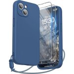 Coque iphone 15 (6, 1'') silicone liquide - protection complte 4 couches, 2 verres tremps + dragonne, ...