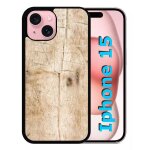 Coque pour iphone 15 - bois - silicone - noir