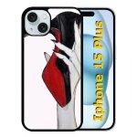 Coque pour iphone 15 plus - escarpins rouge et noir - silicone - noir