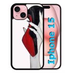Coque pour iphone 15 - escarpins rouge et noir - silicone - noir