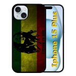 Coque pour iphone 15 plus - listen to bob marley - silicone - noir