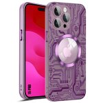 Coque pour iphone 15 pro avec cercle magn�tique et protection cam�ra vitre, coque rigide semi - transparent ...