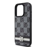 Coque pour iphone 15 pro el�gante avec motifs � carreaux et � rayures dkny noir