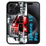 Coque pour iphone 15 pro - london vintage - silicone - noir