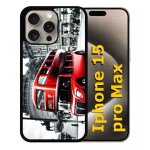 Coque pour iphone 15 pro max - london vintage - silicone - noir