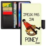 Coque iphone 15 pro max portefeuille j'peux pas j'ai poney drole equitation humoristique pas cher comique ...