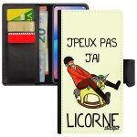 Coque pour iphone 15 pro porte cartes j'peux pas j'ai licorne 4g comique housse humour blanc portable ...