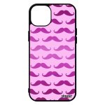Coque pour iphone 15 + plus silicone moustache imprime rose antichoc noir homme pipe impression vintage ...