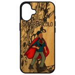 Coque pour iphone 16 + plus bois silicone super bricolo smartphone dessin texte heros antichoc gris case ...
