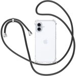 Coque pour iphone 16 avec cordon, etui avec collier - tour de cou lani�re en corde - transparente silicone ...