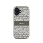 Coque pour iphone 16 edition repeat pattern tonal stripe avec logo m�tallis� dkny beige