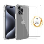 Coque iphone 16 pro max antichoc silicone + 2 vitres protection ecran evetane