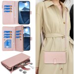 Coque compatible avec iphone 16 pro max etui avec cordon, flip portefeuille etui cuir, [9 porte cartes][double ...