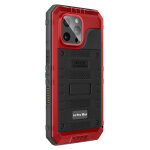 Coque pour iphone 16 pro max en silicone etanche ip68 et antichoc noir / rouge