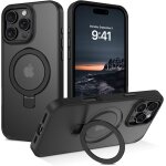Coque pour iphone 16 pro max avec support, magn�tique compatible avec magsafe, etui translucide mat arri�re ...