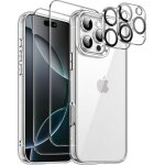 Coque pour iphone 16 pro, coque silicone transparent avec 2 verres tremps + 2 vitres camras arrires ...