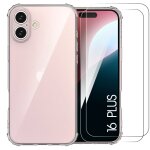 Coque pour iphone 16 plus - protection silicone antichoc transparent + 2 verres tremp�s - e. f. connection ...