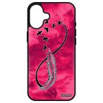 Coque pour iphone 16 + plus silicone infini rose univers cadeau saint valentin personnalis plume oiseau ...