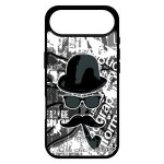Coque pour iphone 17 air silicone moustache 256 go gris monsieur noir et blanc vintage tag pipe homme ...