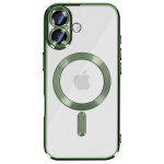 Coque pour iphone 17 compatible magsafe avec contour chrom� vert