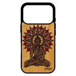 Coque pour iphone 17 pro bois silicone bouddha violet rosace statue caoutchouc housse zen tibet smartphone ...