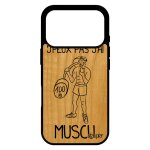 Coque pour iphone 17 pro bois silicone j'peux pas j'ai muscu comique crossfit fitness smartphone noir ...