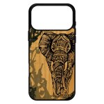 Coque pour iphone 17 pro max bois silicone elephant azteque dessin housse smartphone d'afrique animaux ...