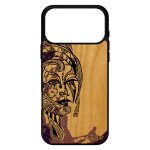 Coque pour iphone 17 pro max en bois silicone femme ethnique 4g tribal fille art fee couleur dessin cover ...