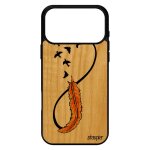Coque pour iphone 17 pro max bois silicone infini nuage oiseau 4g amour portable sans fin telephone jaune ...