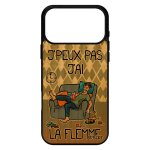 Coque pour iphone 17 pro max bois silicone j'peux pas j'ai la flemme texte pas cher vert fatigu� jpeux ...