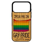 Coque pour iphone 17 pro max bois et silicone j'peux pas j'ai gay pride solide cover gaypride arc en ...