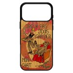 Coque pour iphone 17 pro max bois silicone j'peux pas j'dois garder mon chat mignon animaux je case drole ...