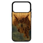 Coque pour iphone 17 pro max en bois veritable silicone hibou pas cher gris chouette design telephone ...